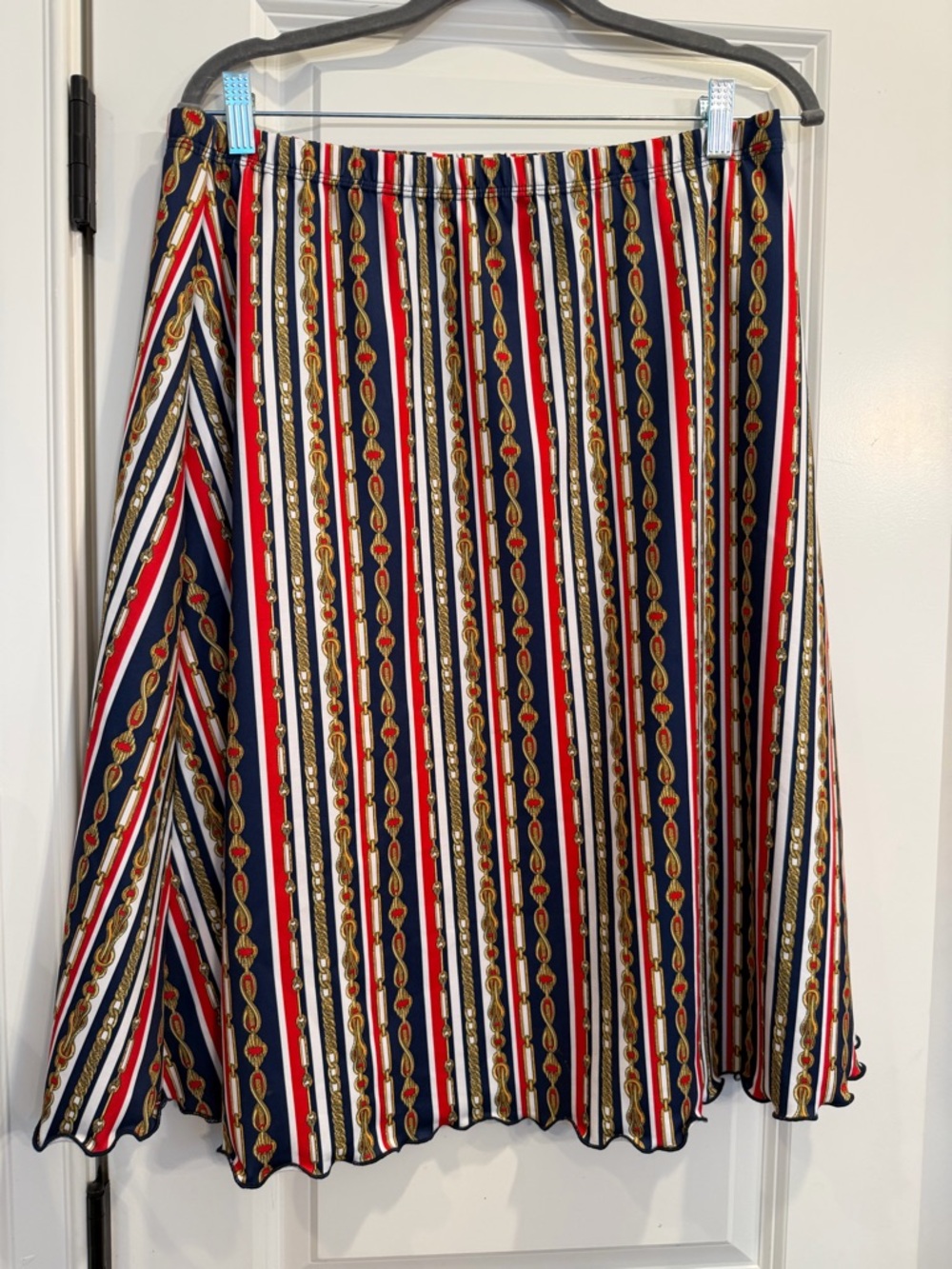 Haystacks - Women's Navy Red White Striped A-Line Skirt